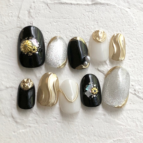 117 ネイルチップ 和柄 マグネット うるマグ ぷっくりフラワー 成人式  