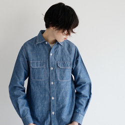 シャンブレーワークシャツ/chambray work shirt/size2 2枚目の画像