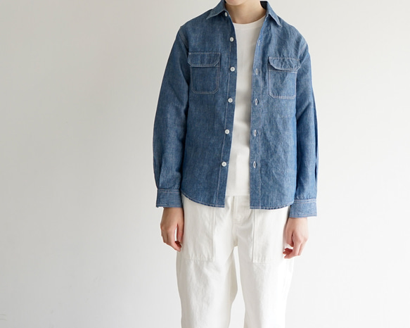 シャンブレーワークシャツ/chambray work shirt/size2 4枚目の画像