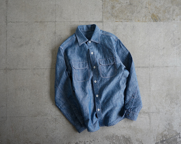 シャンブレーワークシャツ/chambray work shirt/size2 11枚目の画像