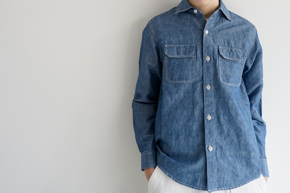 シャンブレーワークシャツ/chambray work shirt/size2 1枚目の画像