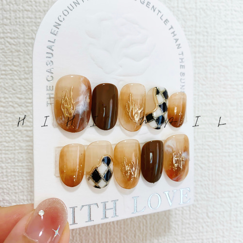 秋ネイル 冬ネイル ワンホンネイル 韓国ネイル ネイルチップ つけ爪