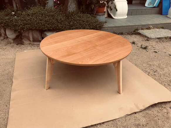 折りたたみちゃぶ台　古道具 ちゃぶ台110cm丸サクラ折りたたみ脚日本製 ローテーブル