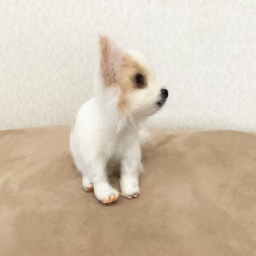 チワワロングコートの子犬＊クリーム＊チワワ＊犬 羊毛フェルト