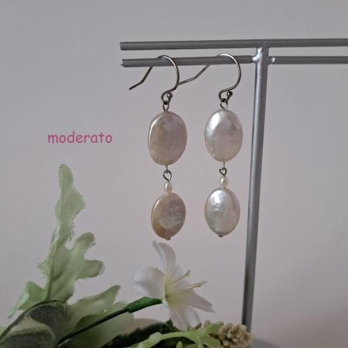 【ホワイト】淡水パールピアス　MPE003