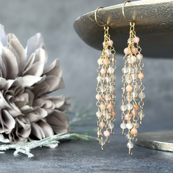 ポメころび 14kgf MOPカービング・インペリアルトパーズイヤリング ポメころび 14kgf MOPカービング・インペリアルトパーズイヤリング