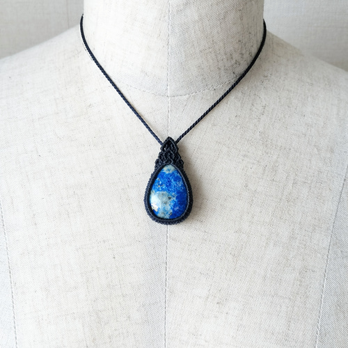 ブルーハックマナイト・マクラメペンダントdr ネックレス・ペンダント