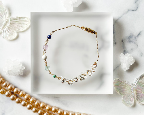 【ひろ様　オーダー品】天然石ブレスレット 2点 広島県産 フェアリースキン・ダイアスポア ブレスレット 10mm