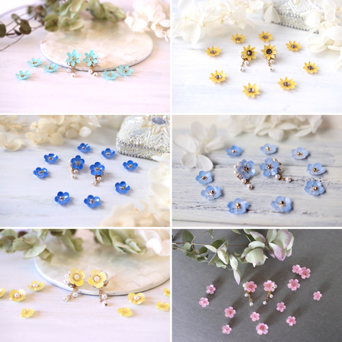 コスモスひと粒ピアス／イヤリング（選べる！コスモス3色） 花、ギフト