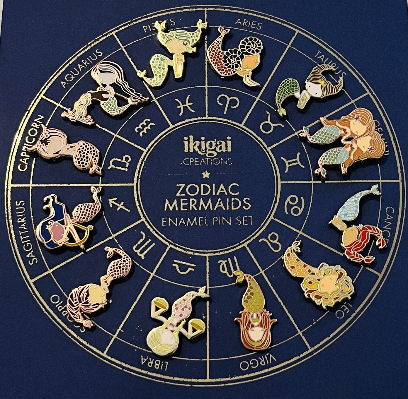 かわいいマーメイド　星座シリーズ ピンバッチ　12点セット　ネイビーブルー