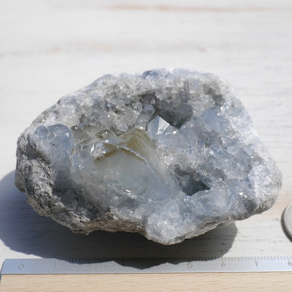 天然石 約285g約80mmセレスタイト(マダガスカル産)クラスター原石結晶ぎっしり天青石[ce-230827-01] 20枚目の画像