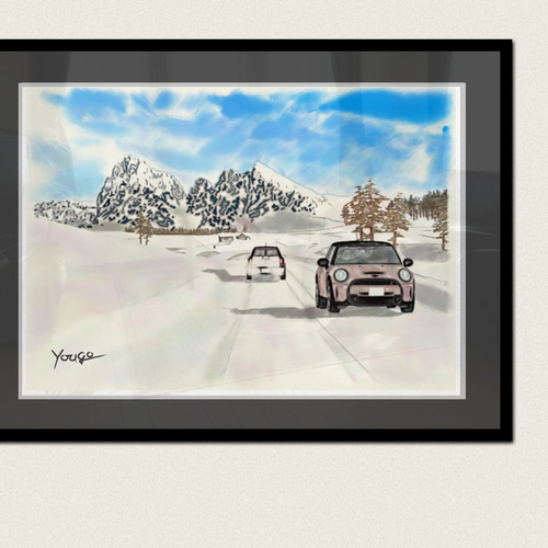 BMW MINI ミニクーパー アート絵画 ポスター ドロミティ A4