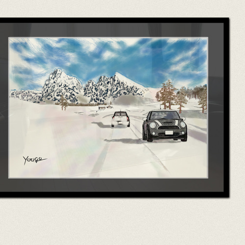 ミニ絵画 BMW MINI ミニクーパー アート絵画 ポスター ドロミティ A4
