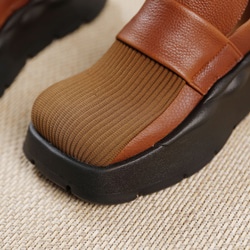 23 秋冬新款女式真皮鞋獨特鞋厚底淺口鞋 22 厘米-25.5 厘米 2 色 #806⭐免運費⭐ 第7張的照片