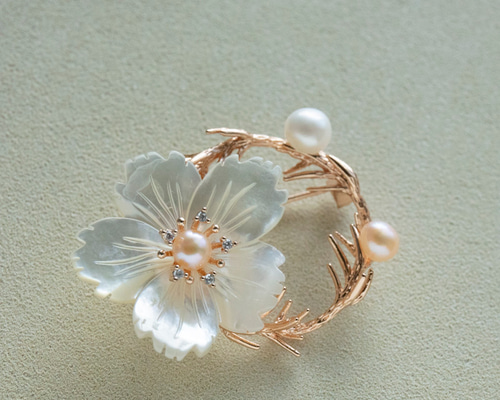 SILVER パール 作家物 夢 ブローチ MIKIMITO パール SILVER 大ブローチ 作家物 植田いつ子 デザイン