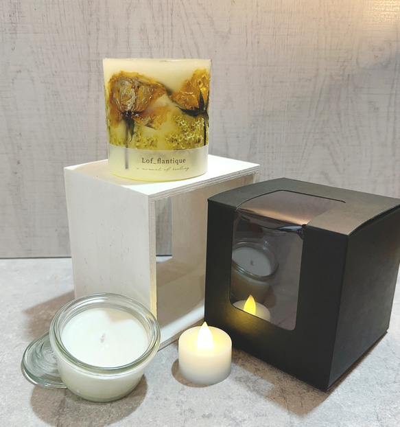 Botanical flower candle(ローズYE) LEDティーライトキャンドル付き 送料無料 7枚目の画像