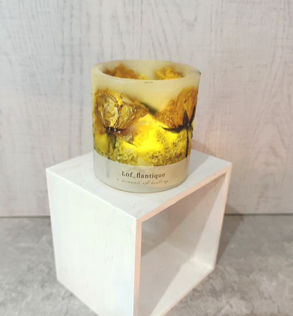 Botanical flower candle(ローズYE) LEDティーライトキャンドル付き 送料無料 5枚目の画像