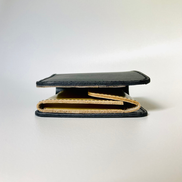 究極のシンプルを追求した本革の二つ折り財布【ブラック】【送料無料】 5枚目の画像