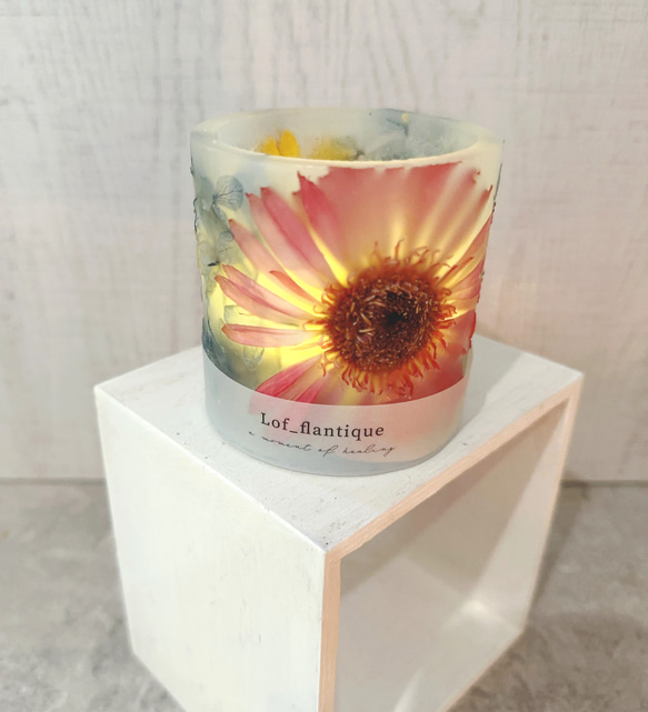 Botanical flower candle(ガーベラRED) LEDティーライトキャンドル付き 送料無料 5枚目の画像