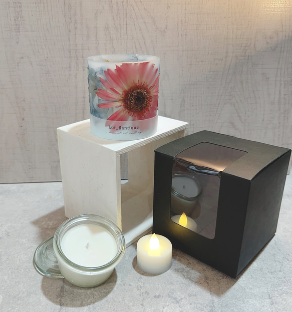 Botanical flower candle(ガーベラRED) LEDティーライトキャンドル付き 送料無料 7枚目の画像