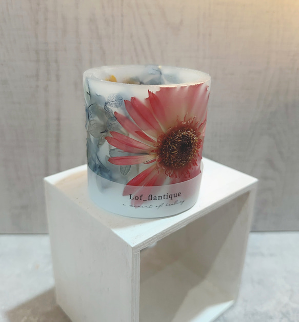 Botanical flower candle(ガーベラRED) LEDティーライトキャンドル付き 送料無料 2枚目の画像