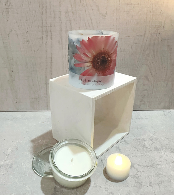 Botanical flower candle(ガーベラRED) LEDティーライトキャンドル付き 送料無料 3枚目の画像