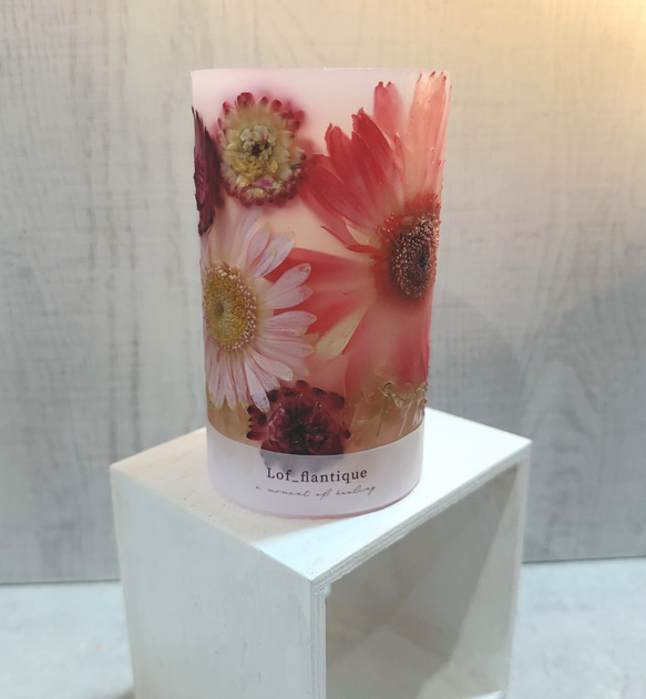 Botanical flower candle(Pink) LEDティーライトキャンドル付き 送料無料 2枚目の画像