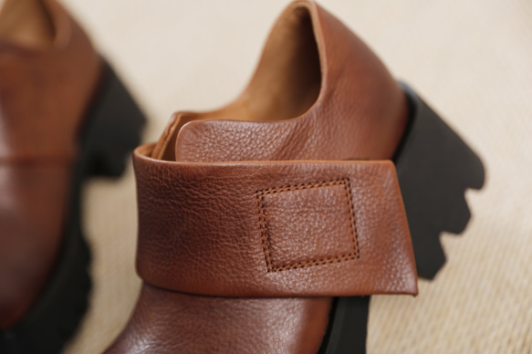 23 秋冬新款女式真皮鞋獨特鞋厚底淺口高跟鞋 22 厘米 ~ 25.5 厘米 #809 棕色 ⭐ 免費送貨 ⭐ 第11張的照片