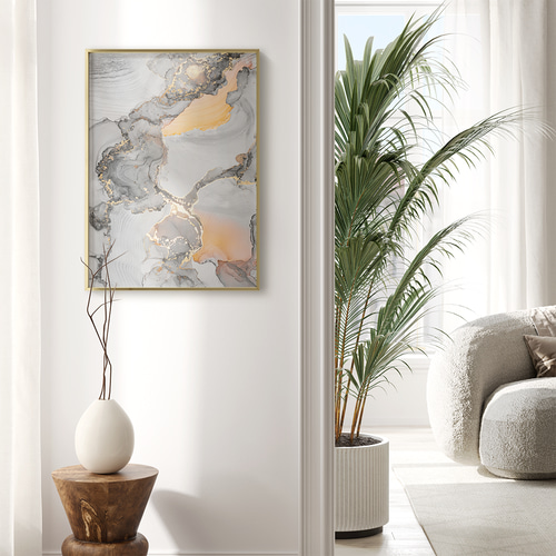 アートポスター 大理石風 マーブル グレー ゴールド 抽象画 北欧風