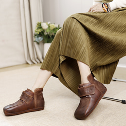 23秋冬新款女式真皮鞋獨特鞋厚底高跟鞋短靴22厘米~25.5厘米#810棕色⭐免運費⭐ 第2張的照片