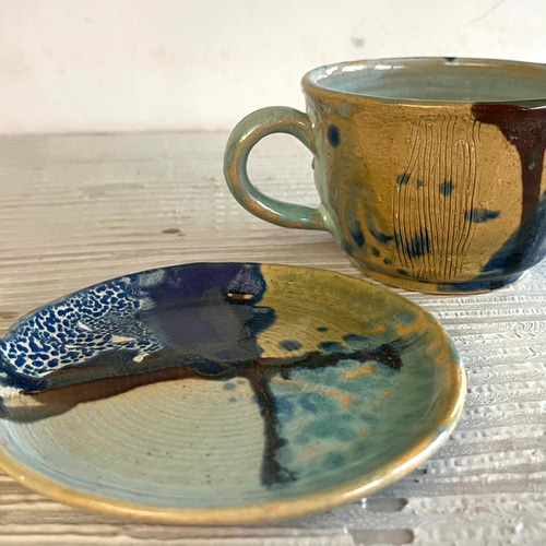 釉薬コーヒーカップ＆プレートセット（完売につきリメイク）_