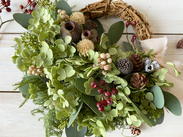 木の実たちとアナベルの秋のハーフリース 7枚目の画像