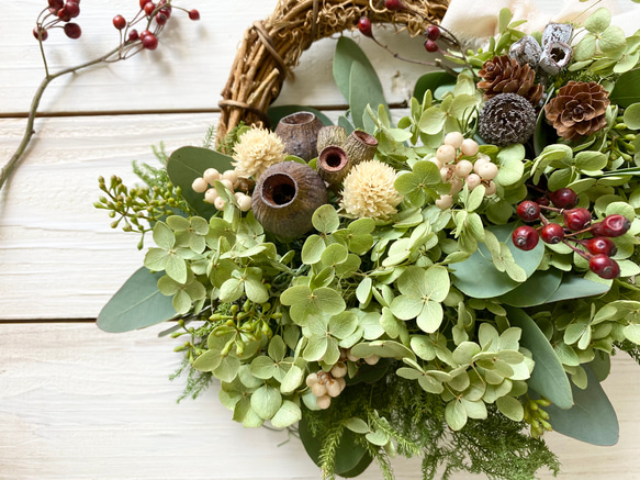 木の実たちとアナベルの秋のハーフリース 2枚目の画像