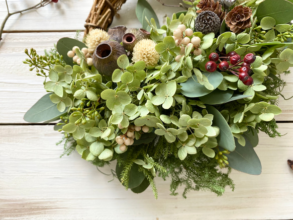 木の実たちとアナベルの秋のハーフリース 3枚目の画像