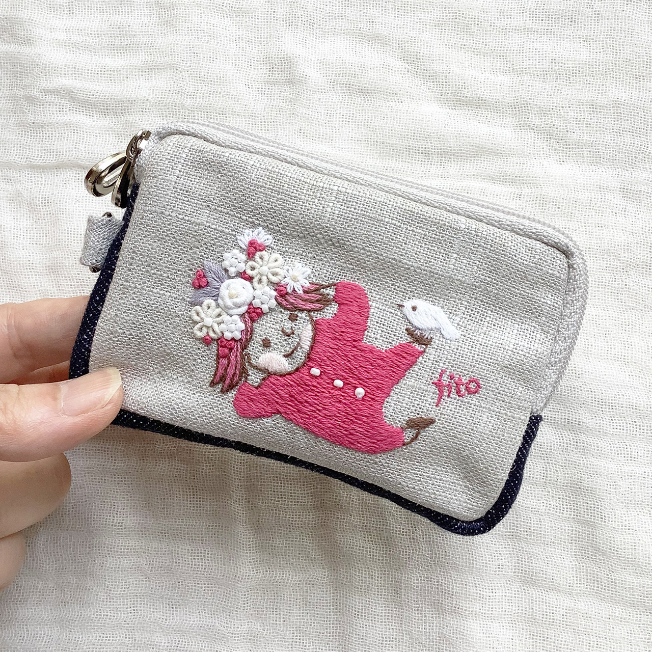 専用ページ　刺繍ヌビの双子ポーチ　キーケース