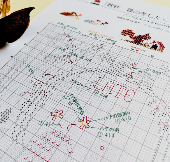 クロスステッチ図案【晩秋 森の冬じたく】/ カレンダーシリーズ 11月 7枚目の画像