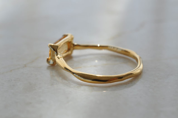 うるうる艶めくシトリン　リング　13号　Citrine Quartz Prong setting 3枚目の画像