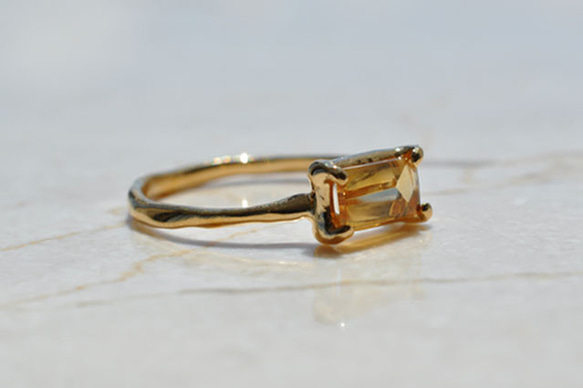 うるうる艶めくシトリン　リング　13号　Citrine Quartz Prong setting 1枚目の画像