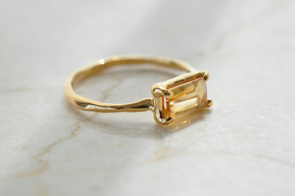 うるうる艶めくシトリン　リング　13号　Citrine Quartz Prong setting 10枚目の画像