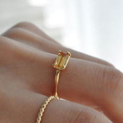 うるうる艶めくシトリン　リング　13号　Citrine Quartz Prong setting 5枚目の画像