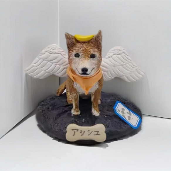 【オーダーメイド】お写真入からのペット天使の翼フィギュア/うちの子 愛犬 愛猫/ペットの誕生日/ペットロス/犬の日 5枚目の画像