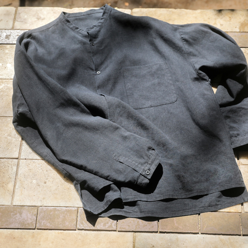 フレンチ ギャザーシャツ コットンリネンシーチング メンズ ユニ