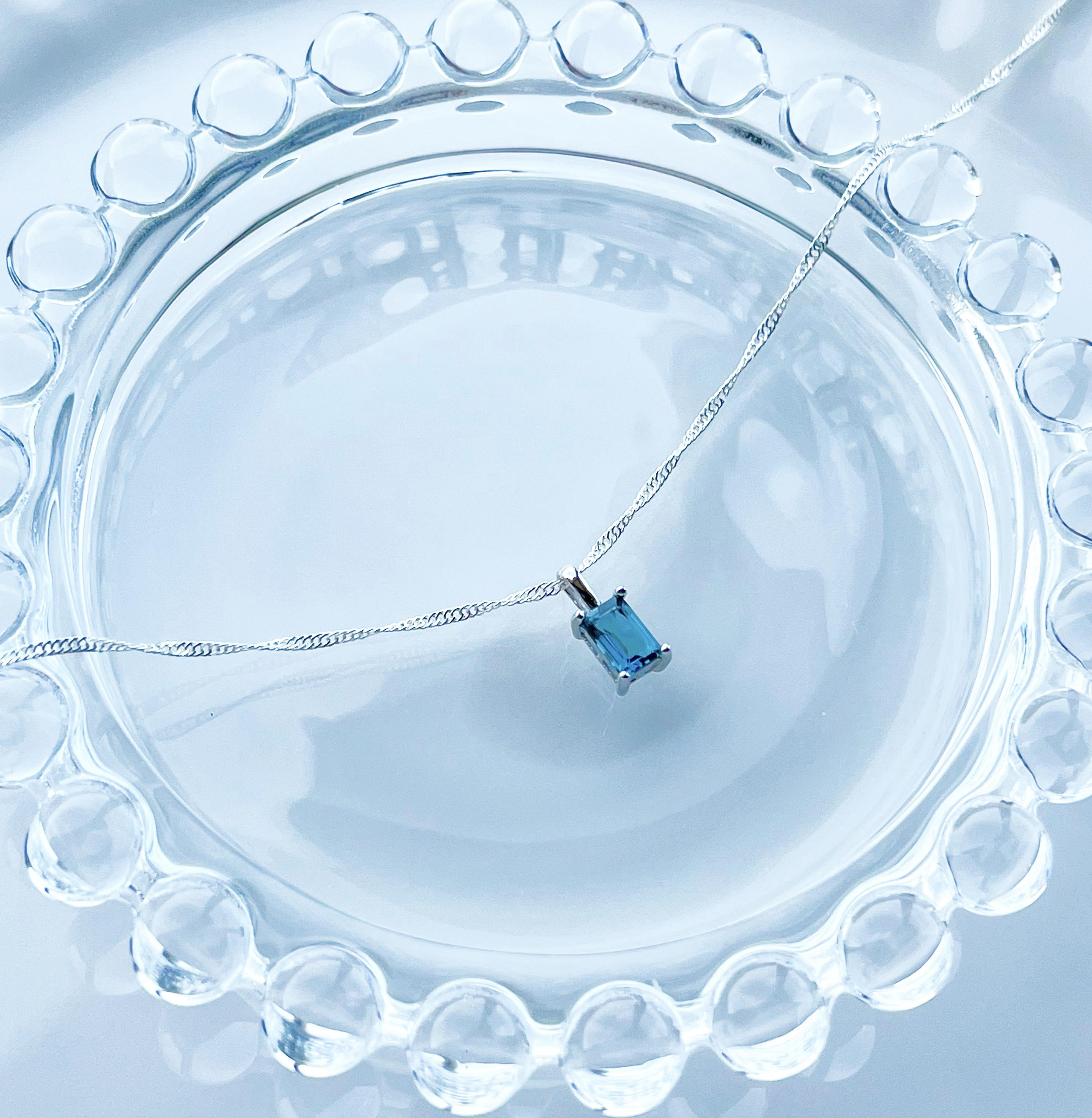 silver925ロンドンブルートパーズ☆*:.レクタングルネックレス【天然石Mサイズ】