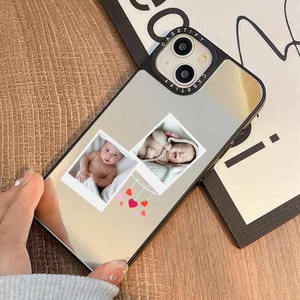 お好きな写真で作れるユニークなスマホケース 完全 おまかせ オーダーメイド オリジナル グリップミラーケース 全機種対応 2枚目の画像