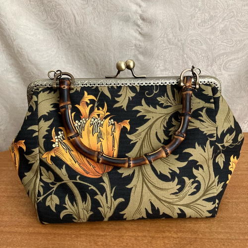 送料込み ウィリアムモリス アネモネ バンブー がま口 バッグ