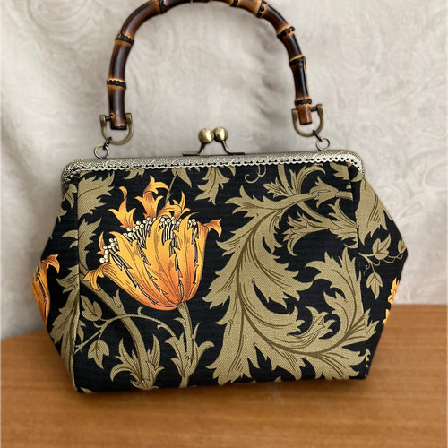 送料込み ウィリアムモリス アネモネ バンブー がま口 バッグ