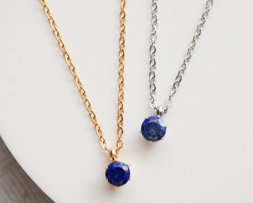 秋冬に人気〉ラピスラズリの一粒ネックレス 9月 12月誕生石 ゴールド
