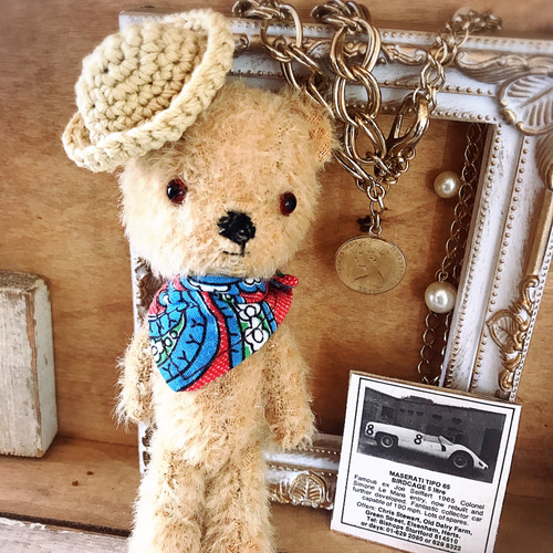 ☆junkな木箱シリーズ☆ まんまる顔の癒しベア テディベア