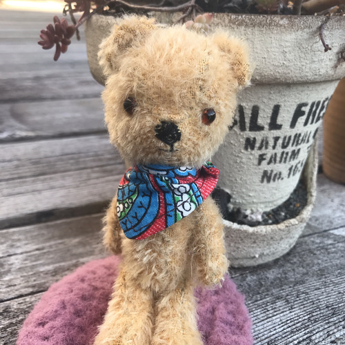 ☆junkな木箱シリーズ☆ まんまる顔の癒しベア テディベア ぬいぐるみ