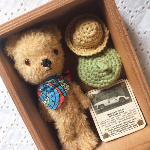 ☆junkな木箱シリーズ☆ まんまる顔の癒しベア テディベア ぬいぐるみ